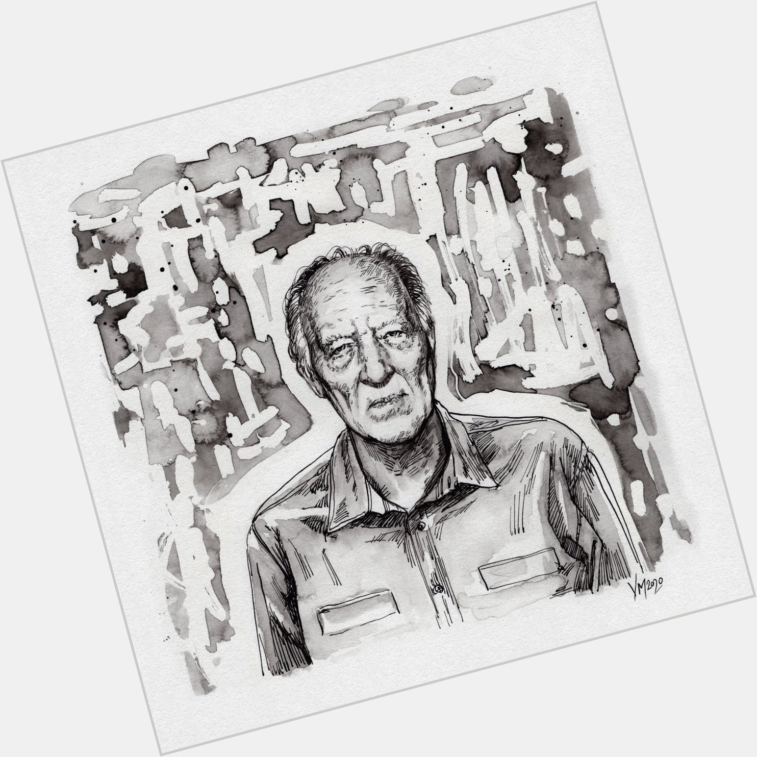 Happy Birthday to Werner Herzog! Here s an watercolor and ink painting I did of him last year. 