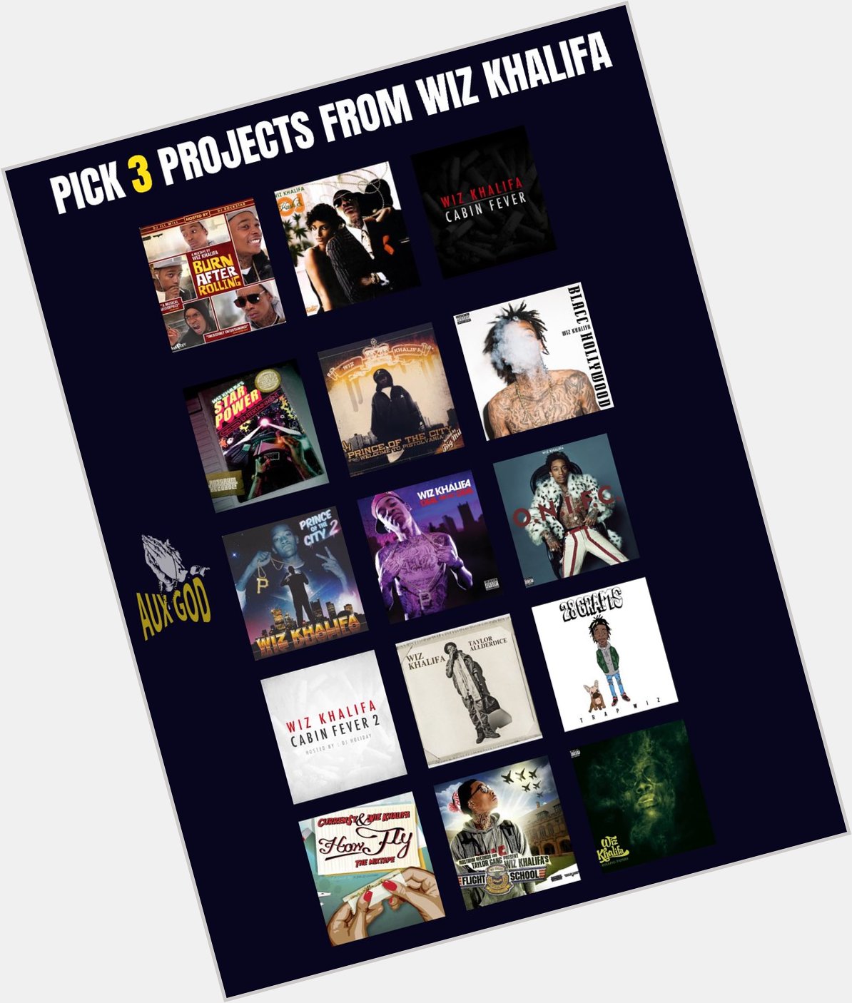 Happy Birthday  Pick your 3 fav Wiz Khalifa projects  