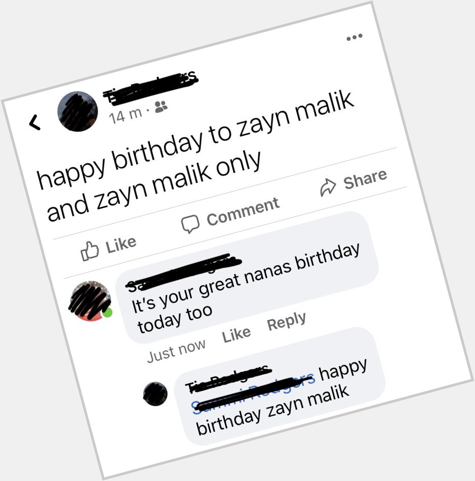Just had an amazing conversation with my mum on facebook. happy birthday zayn malik! 