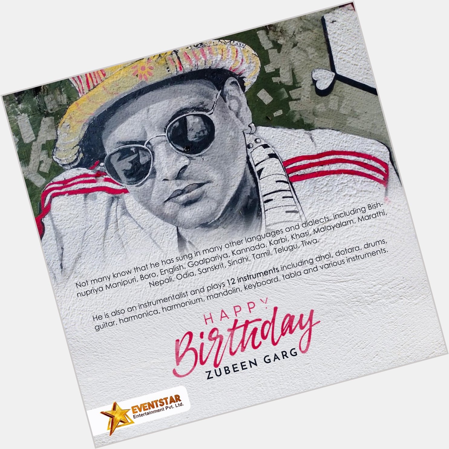 \Happy Birthday Zubeen Garg. You are such a spectacular artist ! Keep shining like a diamond\ 